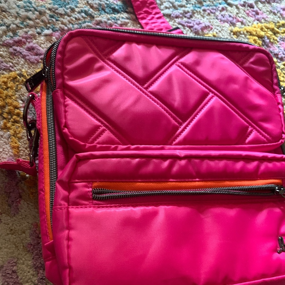 Lug Wrangler, bright pink with orange trim, like new, crossbody
